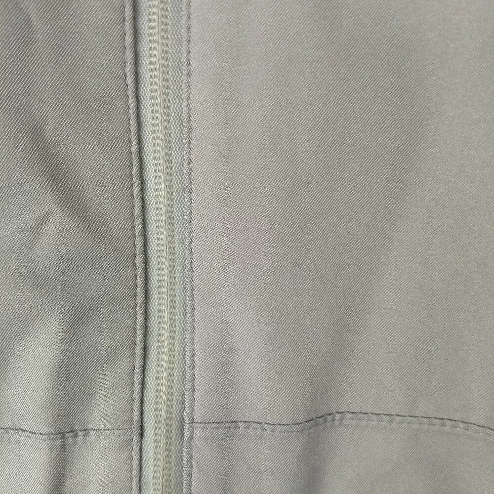 George Grey Hooded Rain Jacket Coat Zippered Adjustable Cuffs Medium Polyester